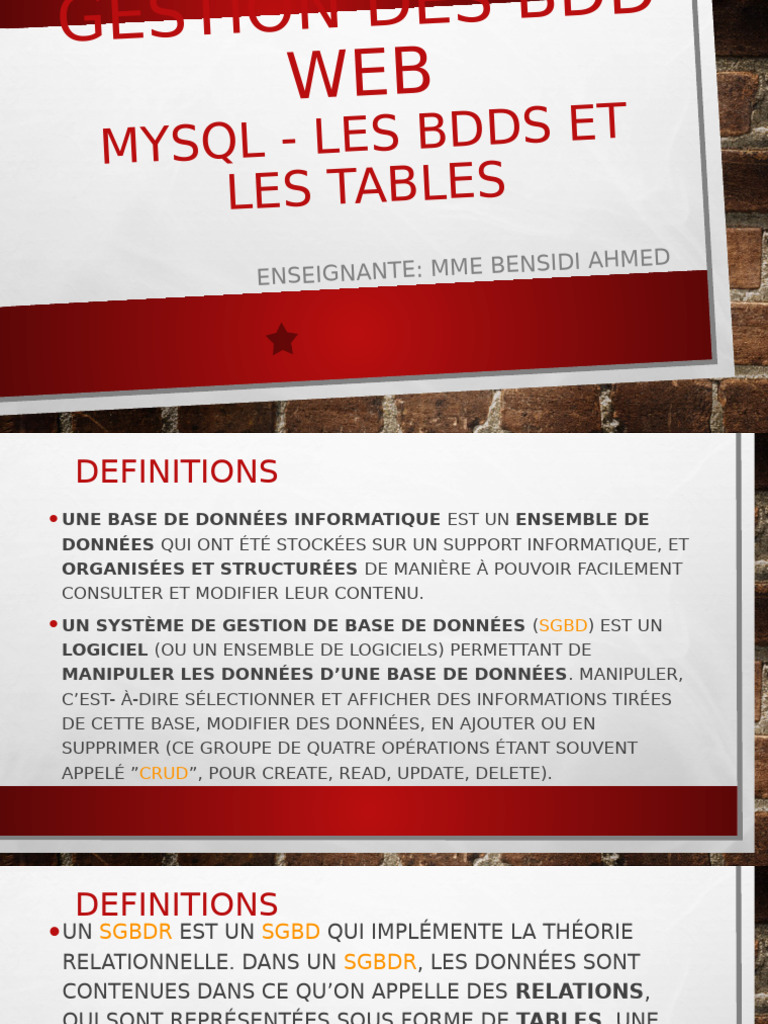 Tables et gestion des bases de données | PDF | Base de données ...