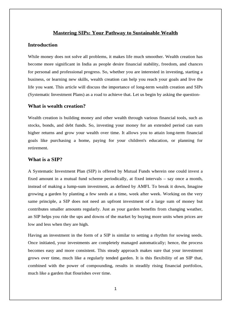 Mastering SIPs for Wealth Creation | PDF | Investing | Wealth