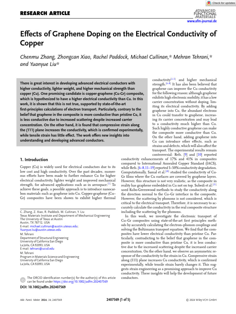 Adv Funct Materials 2024 Zhang Effects of Graphene Doping On The ...