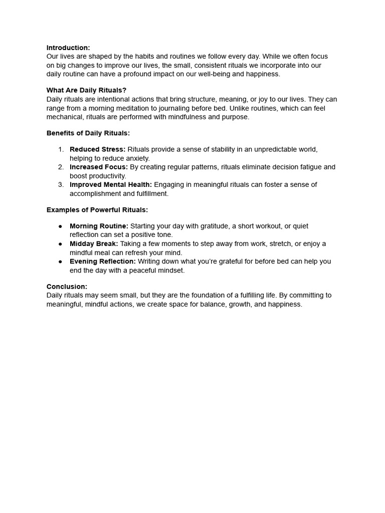 The Power of Daily Rituals | PDF