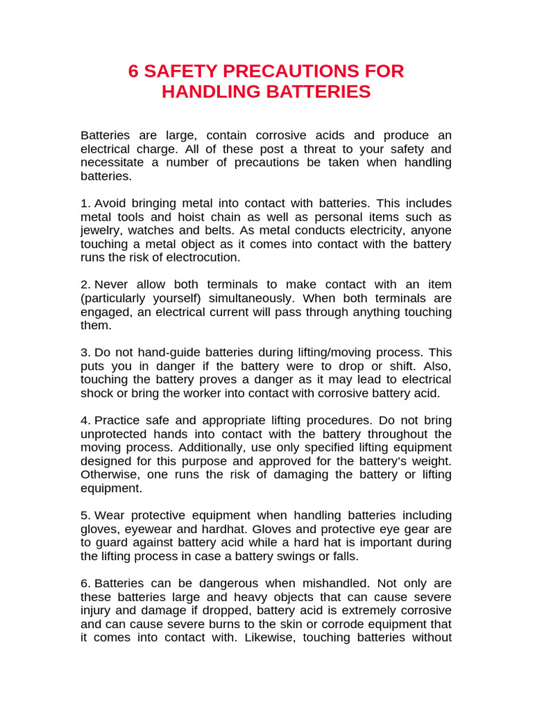 Battery Safety Handling Guidelines | PDF | High Voltage