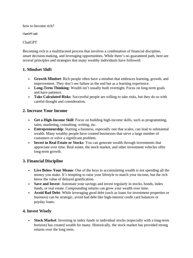 How To Become Rich Book