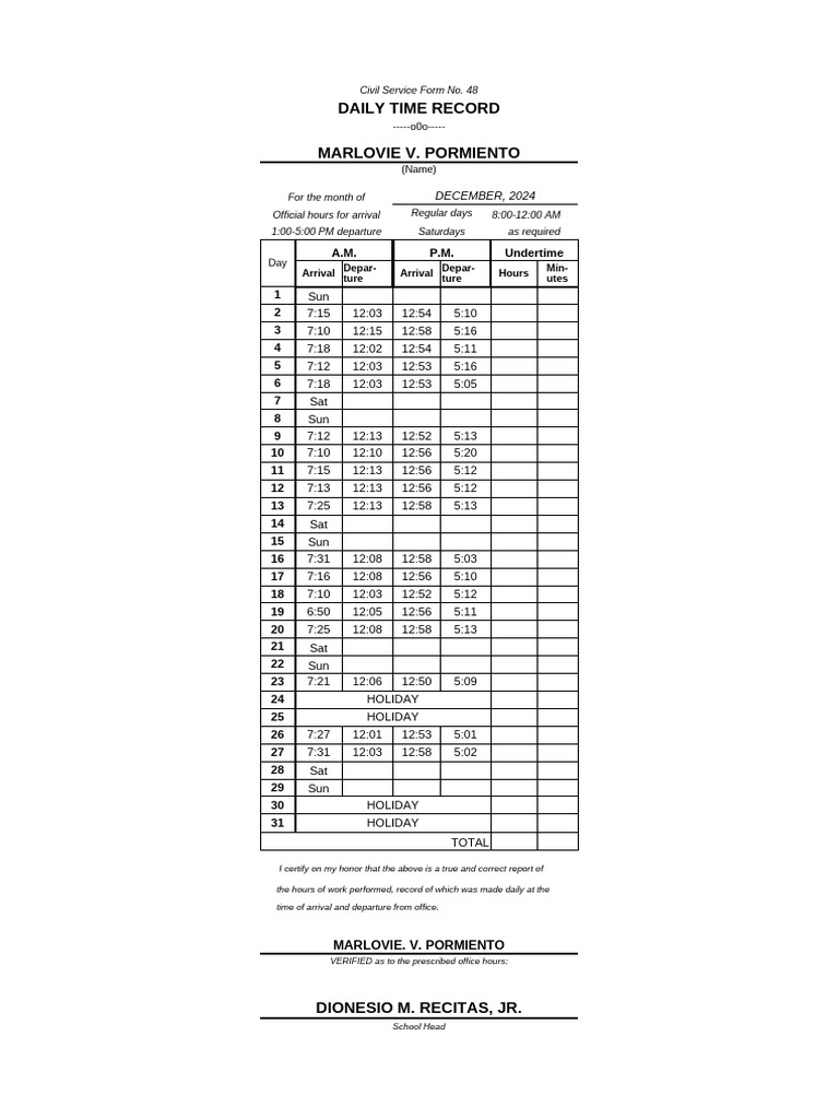 MV dtr new format | PDF