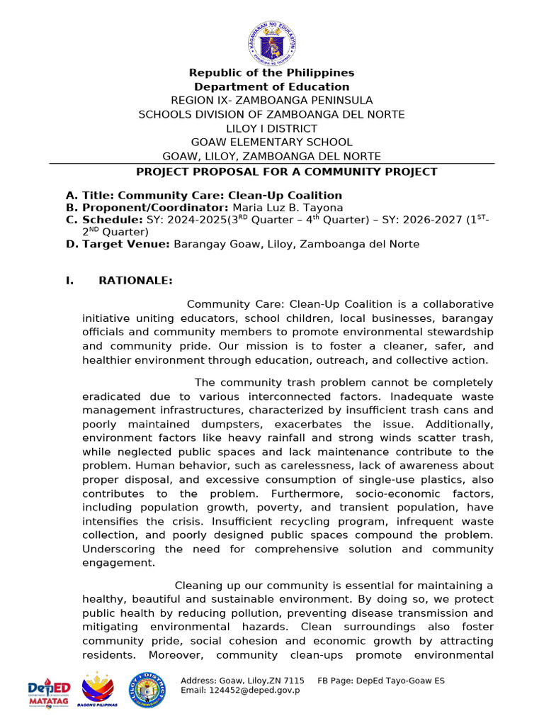 Community Care Clean-Up Proposal | PDF | Waste | Sustainability