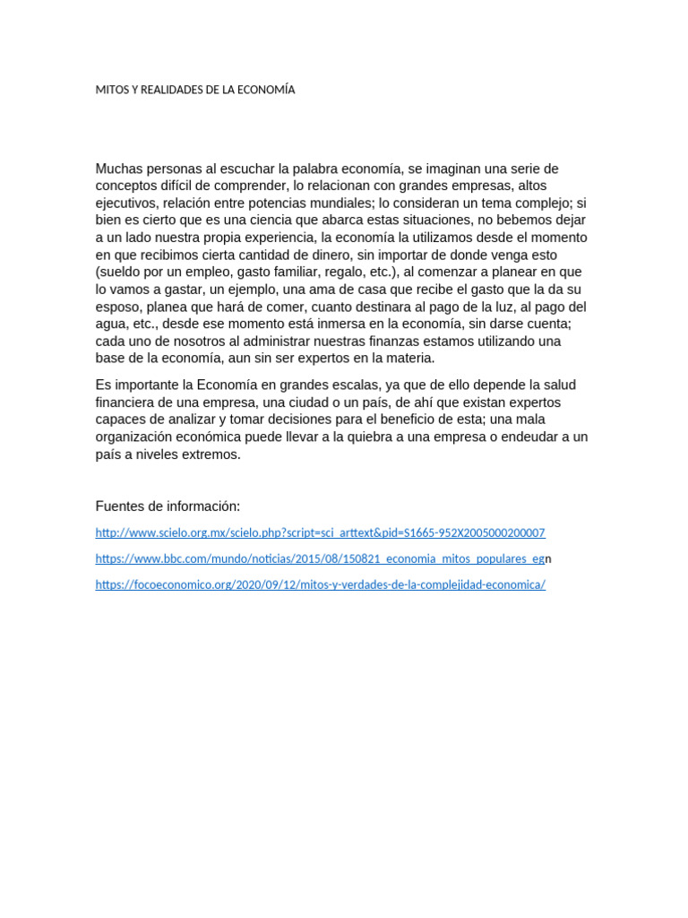 Mitos y Realidades de la Economía | PDF