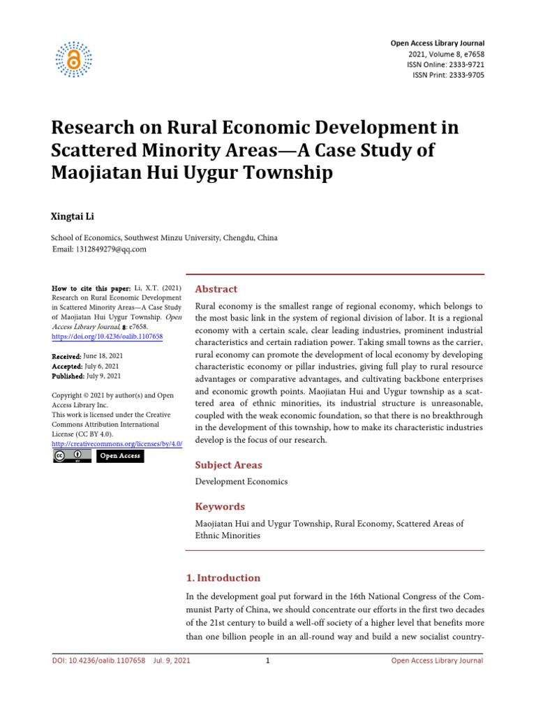 Research On Rural Economic Development | PDF | Entrepreneurship ...