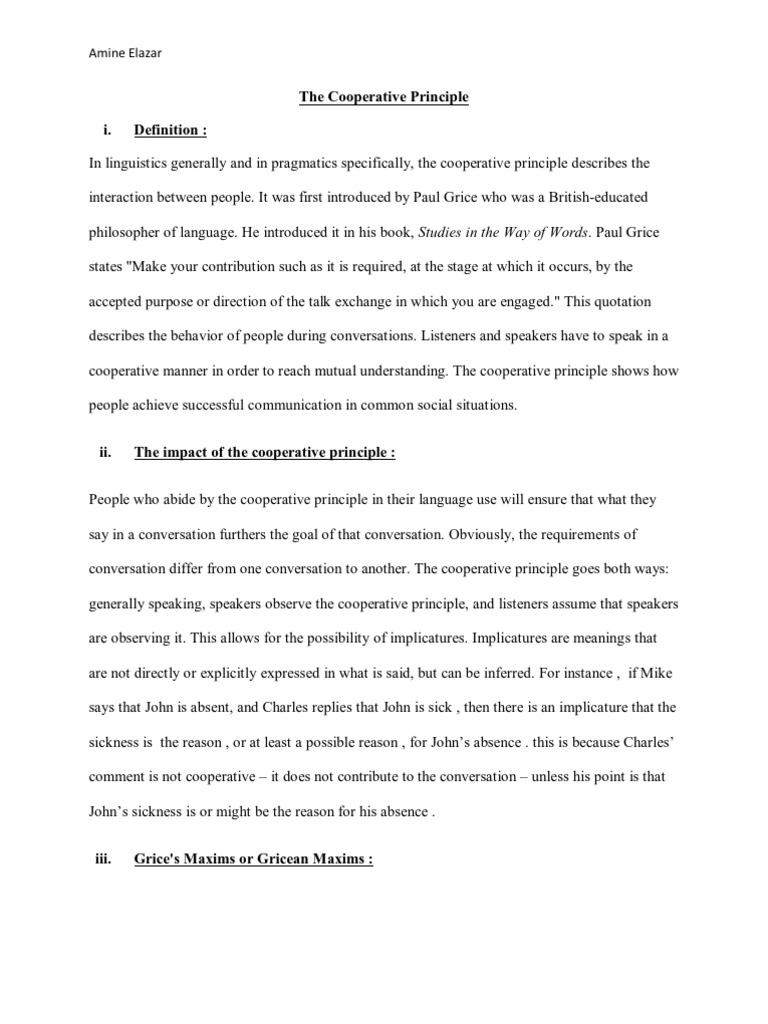 The Cooperative Principle | PDF