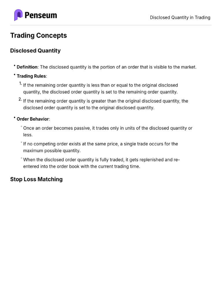 Disclosed Quantity in Trading | PDF