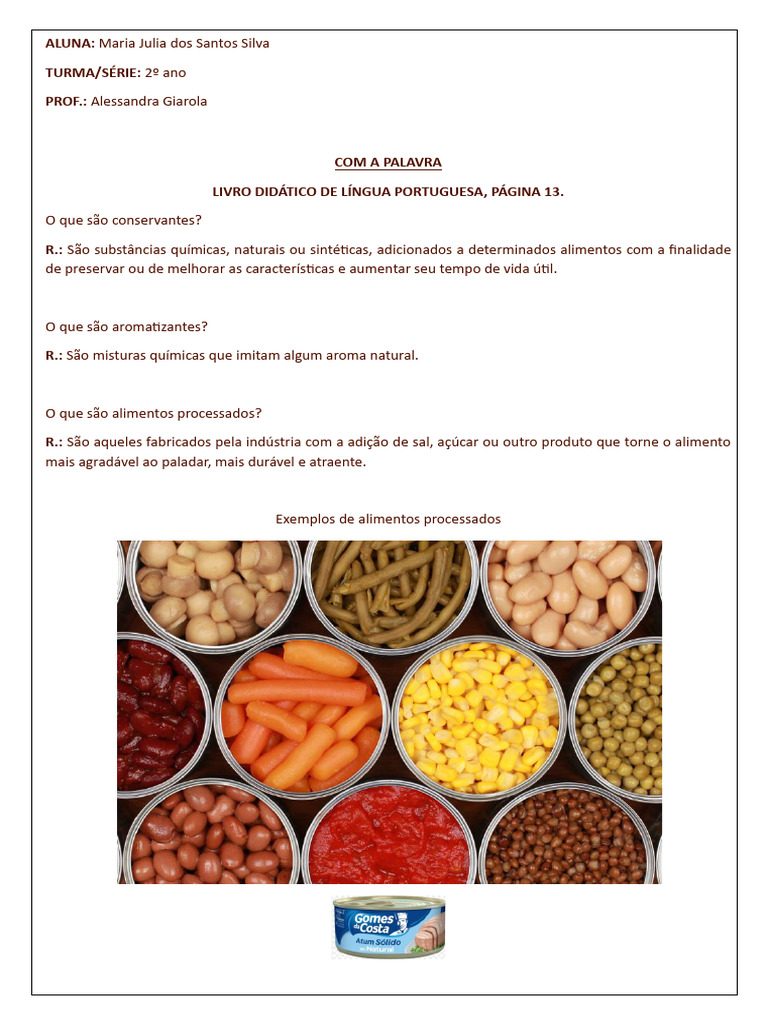 Conservantes e Aromatizantes em Alimentos | PDF