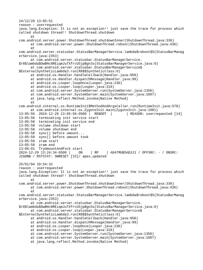 Android Shutdown Process Trace Logs | PDF | Operating System Technology ...