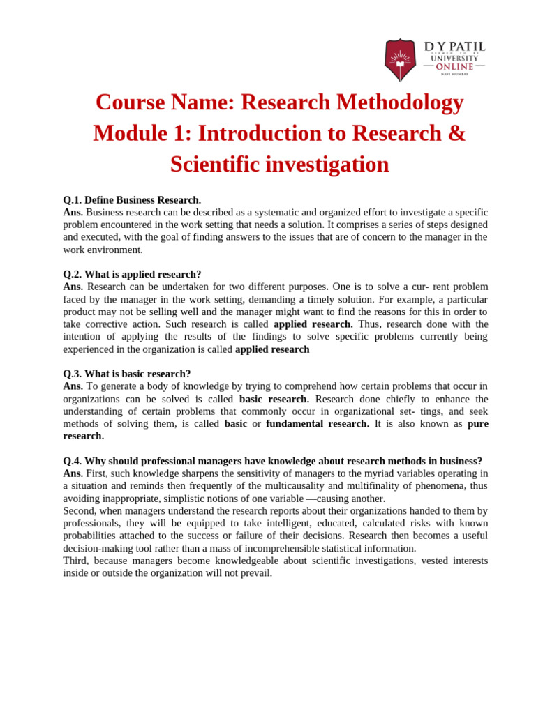 Business Research Methodology Overview | PDF | Hypothesis | Theory