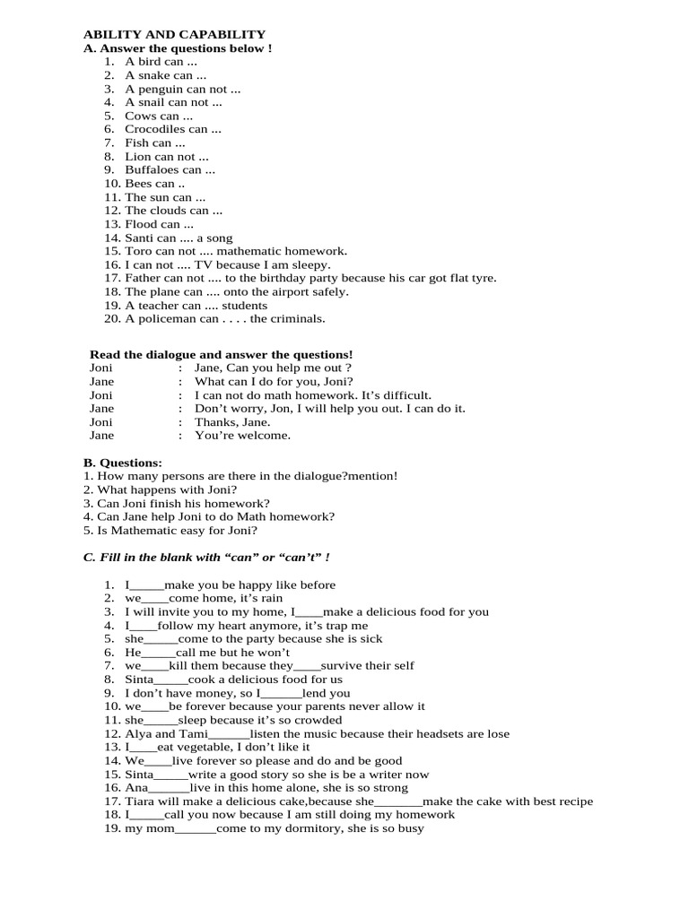 Ability and Capability Exercises | PDF