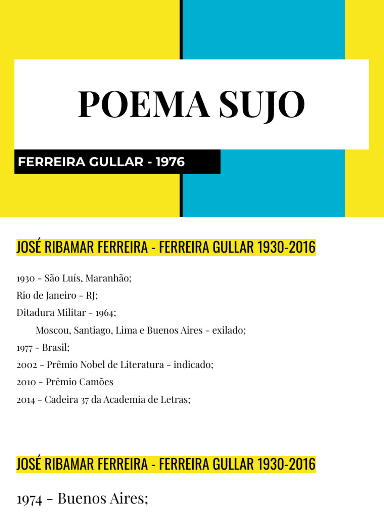 Análise do Poema Sujo de Ferreira Gullar | PDF