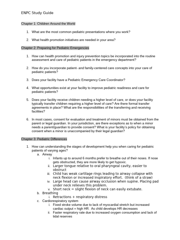 ENPC 6th Edition Study Guide Overview | PDF | Shock (Circulatory) | Heart