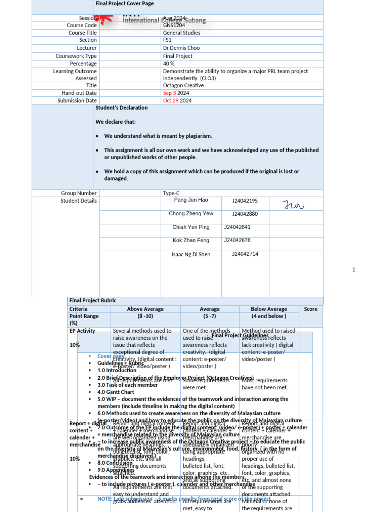 GNS1204 Final Project Type-C Octagon Creative | PDF | Multiculturalism ...