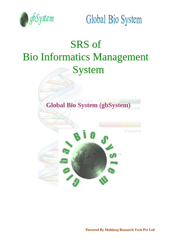 Bioinformatics Management System SRS | PDF | Bioinformatics | Genetic Code