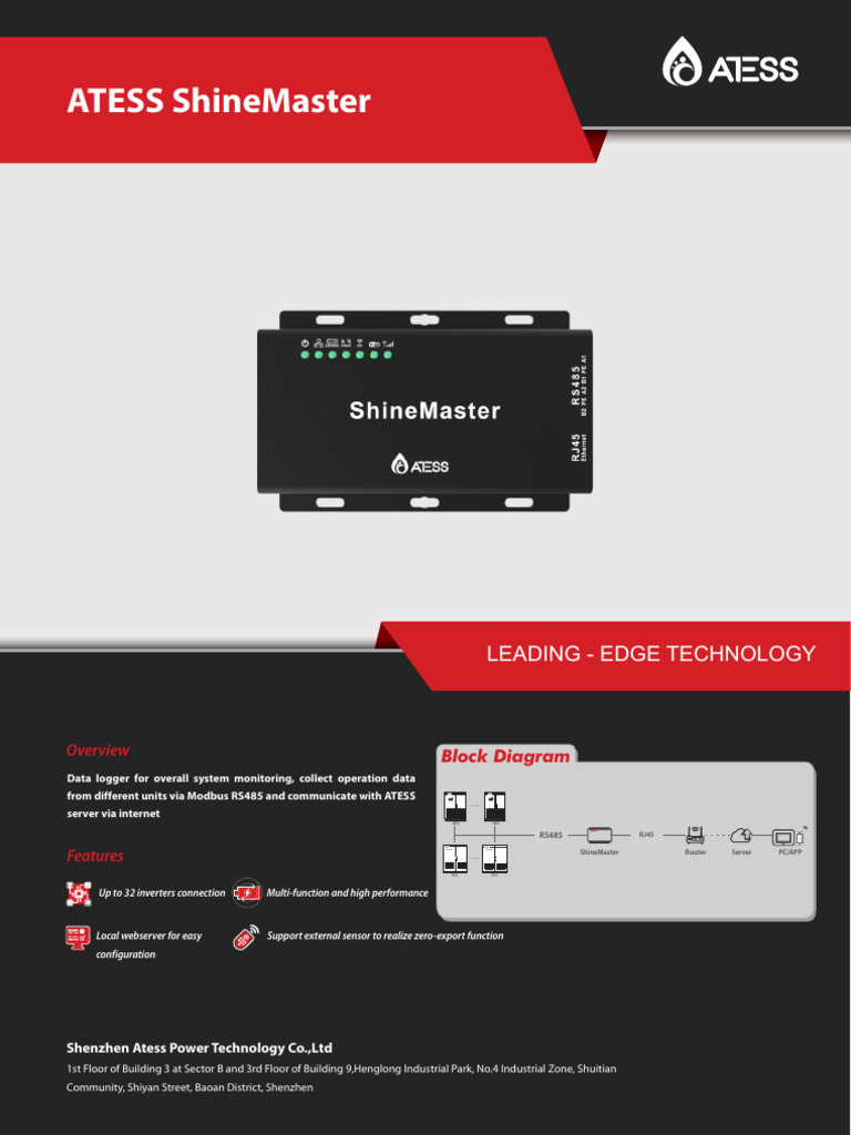 ATESS ShineMaster Datasheet | PDF | Network Protocols | Computer ...