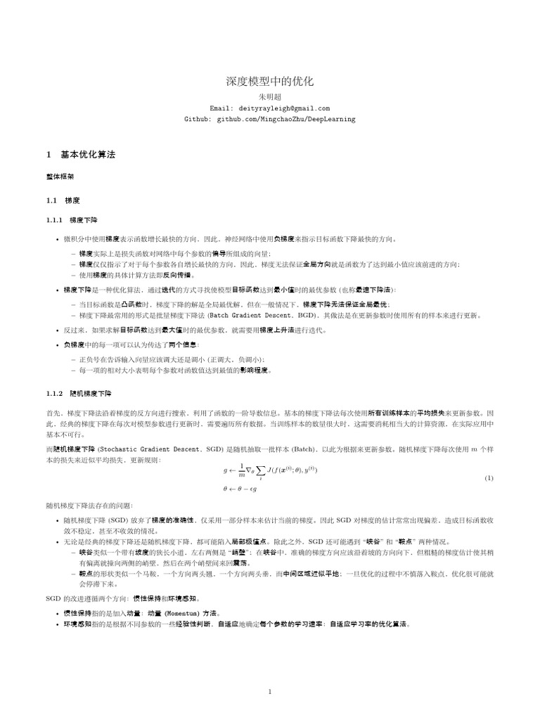 8 深度模型中的优化| PDF