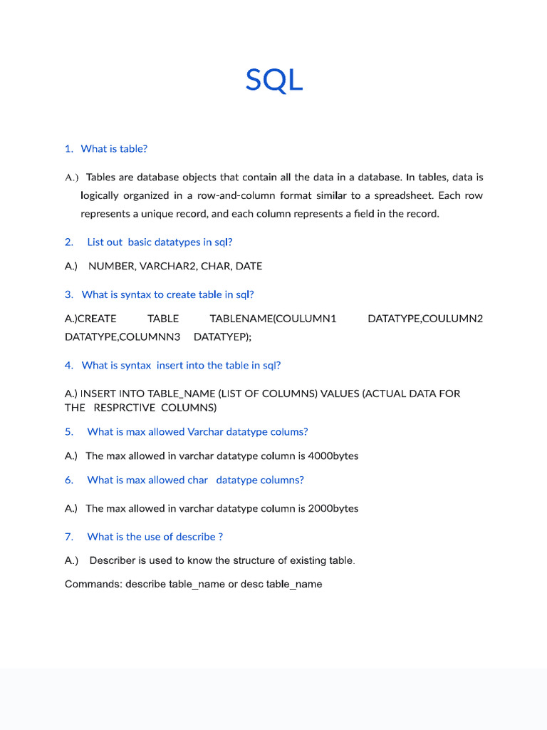 SQL Interview Questions | PDF