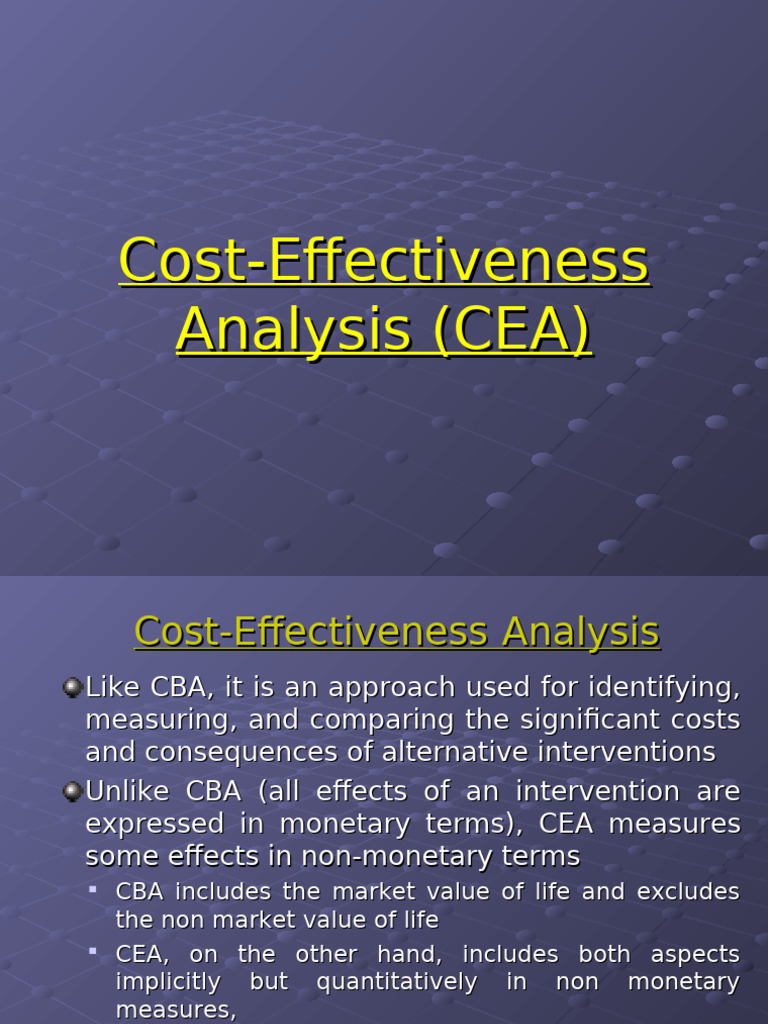 Cost Effectiveness Analysis Cea Adalah