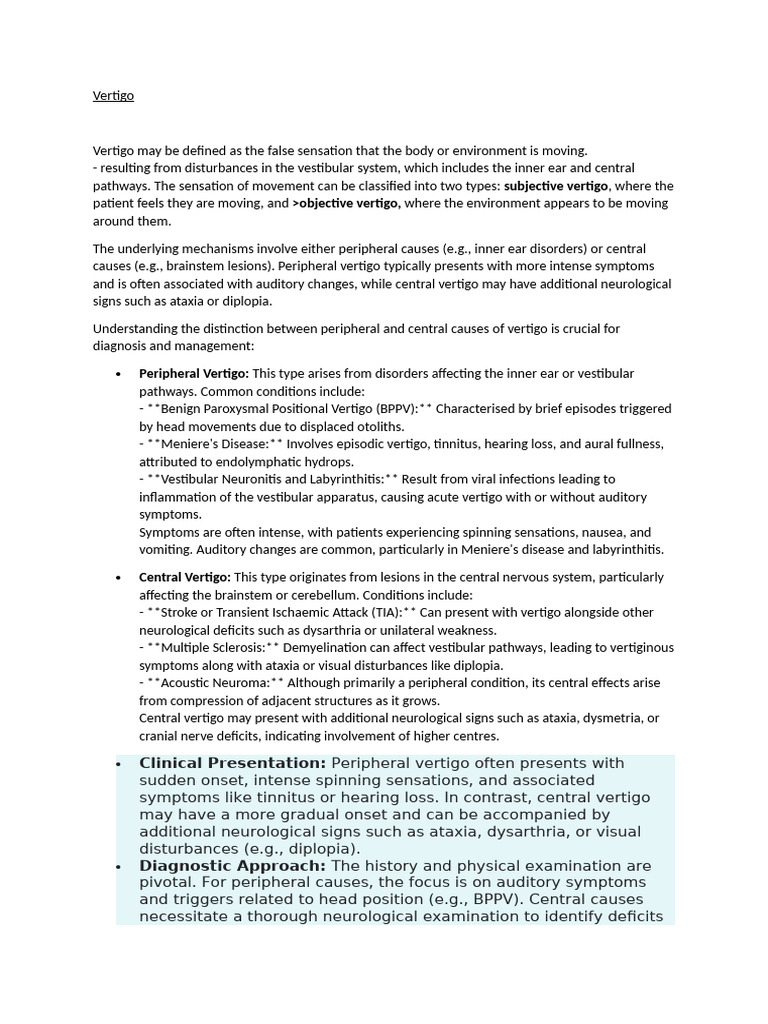 Understanding Vertigo: Types and Treatments | PDF | Vertigo | Ménière's ...