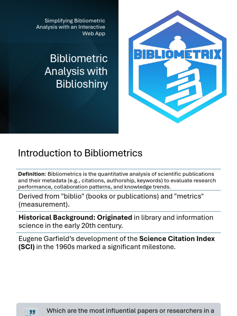 Bibliometric Analysis Using Biblioshiny | PDF | Citation | Metadata