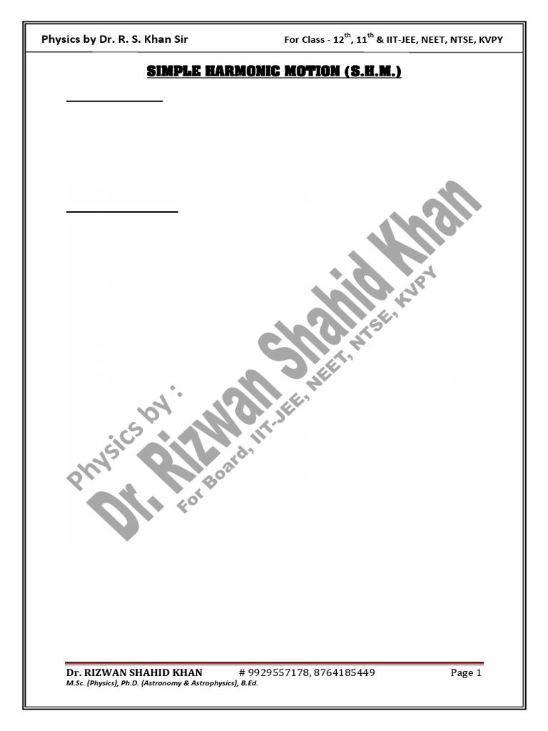 Simple harmonic motion pdf oscillation resonance