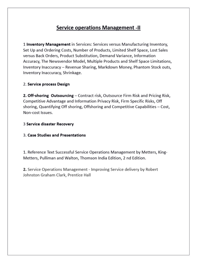 Service Operations Management Insights | PDF