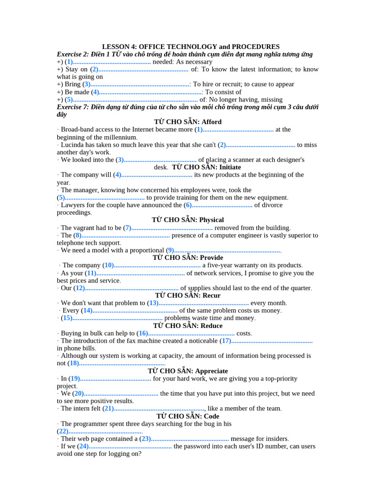 Office Technology Procedures Exercises | PDF | Computing