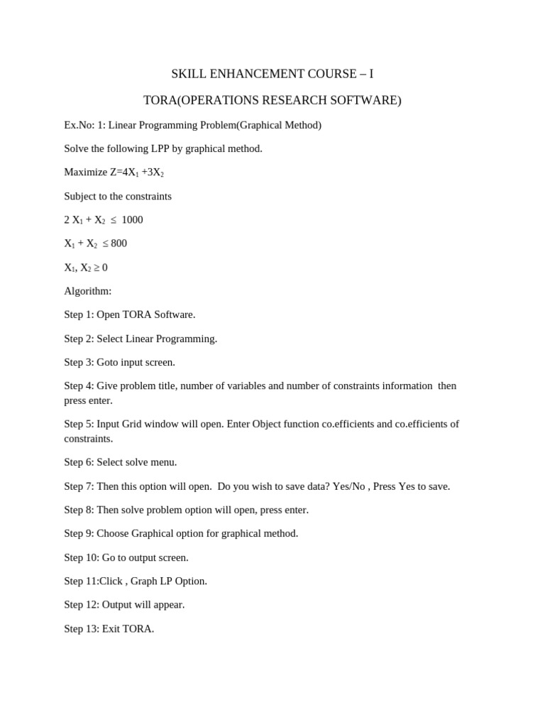 Tora Practical | PDF | Linear Programming | Algorithms