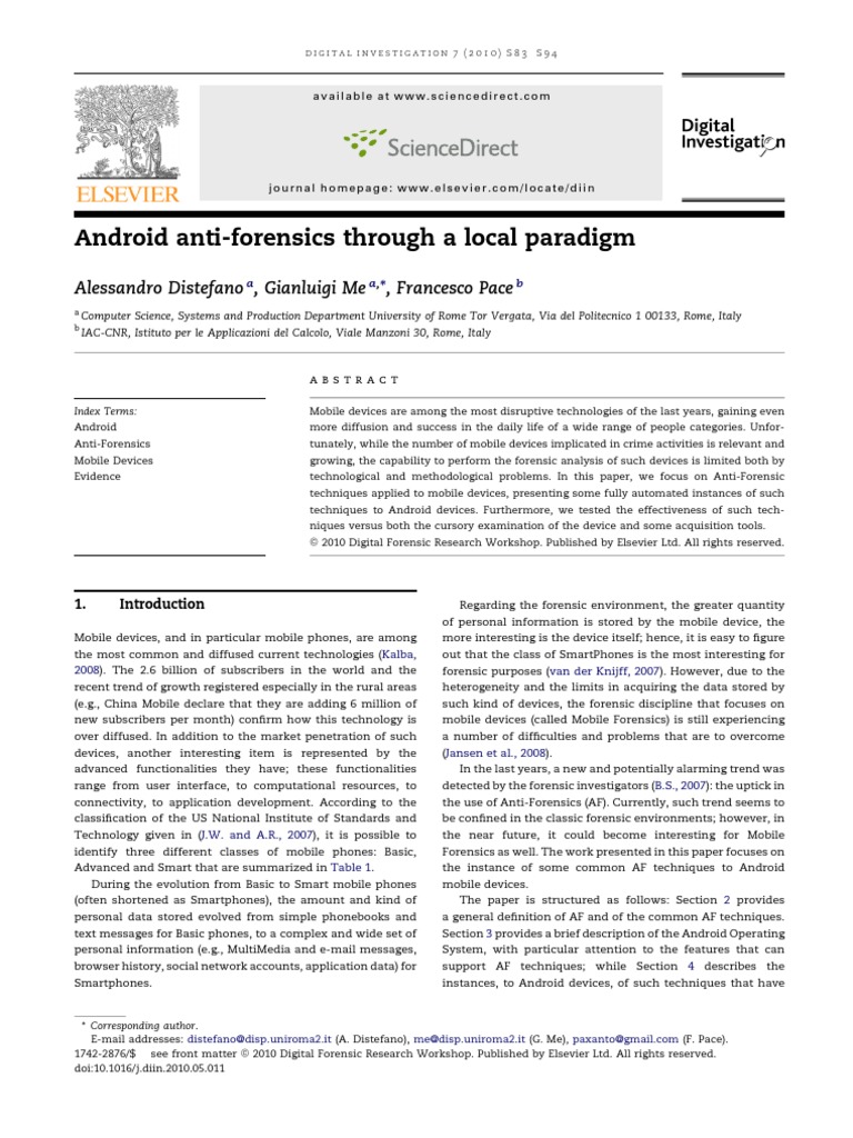 Android Forensic Article | PDF | Android (Operating System) | Library ...