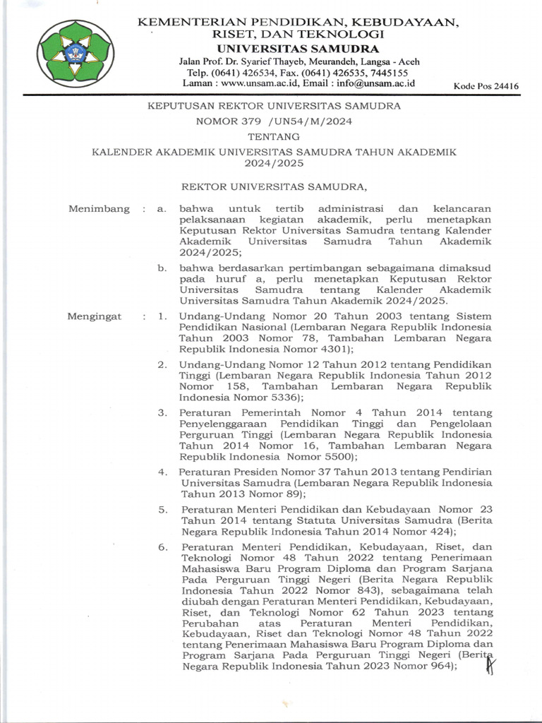  Sk Kalender Akademik 2024 2025 