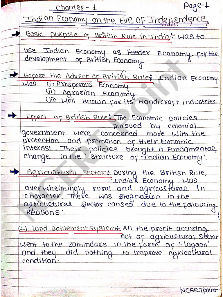 Indian Economic Development ch-1 Notes | PDF