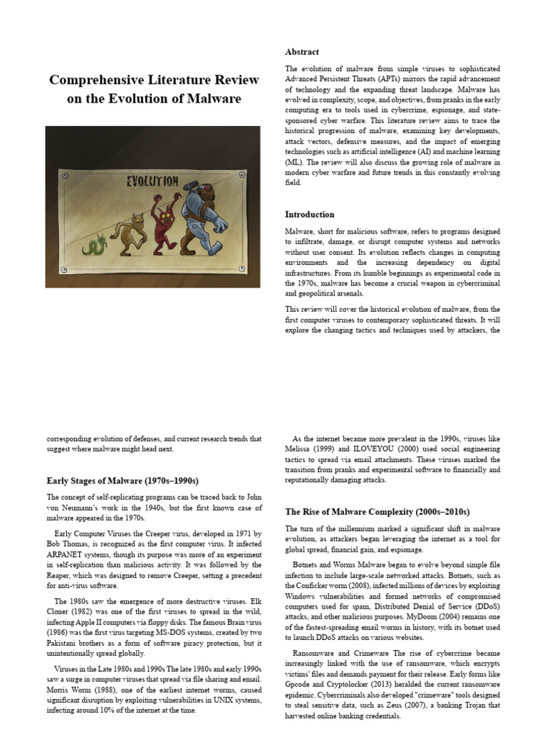 Comprehensive Literature Review On The Evolution of Malware | PDF ...