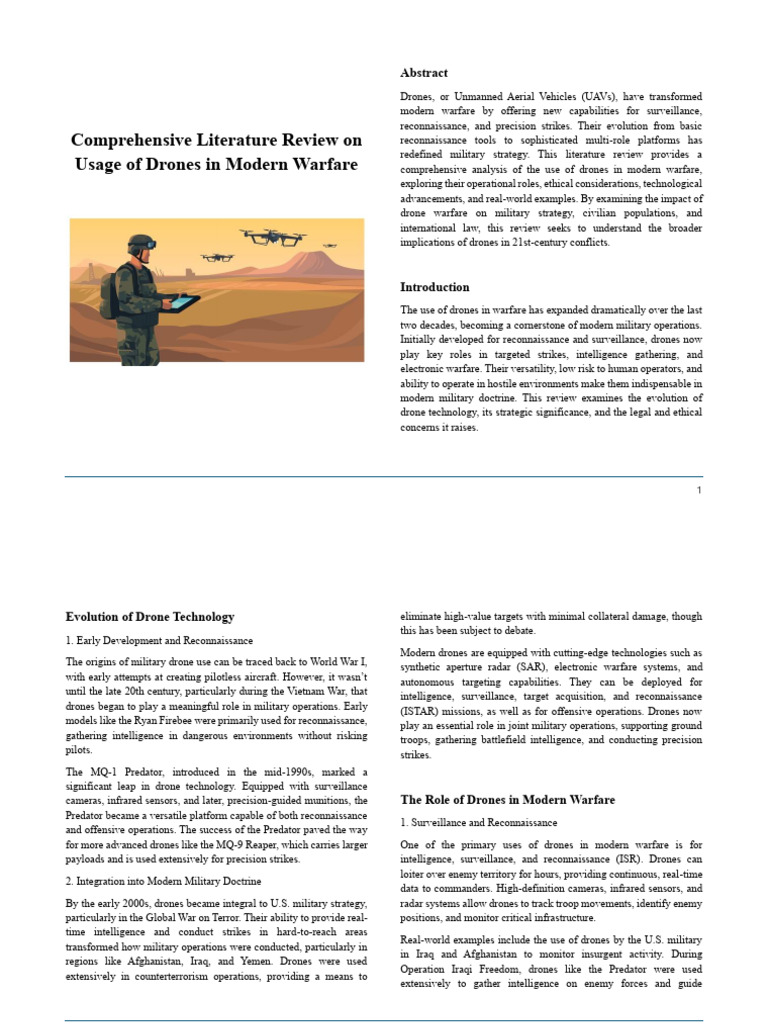 Comprehensive Literature Review On Usage of Drones in Modern Warfare ...