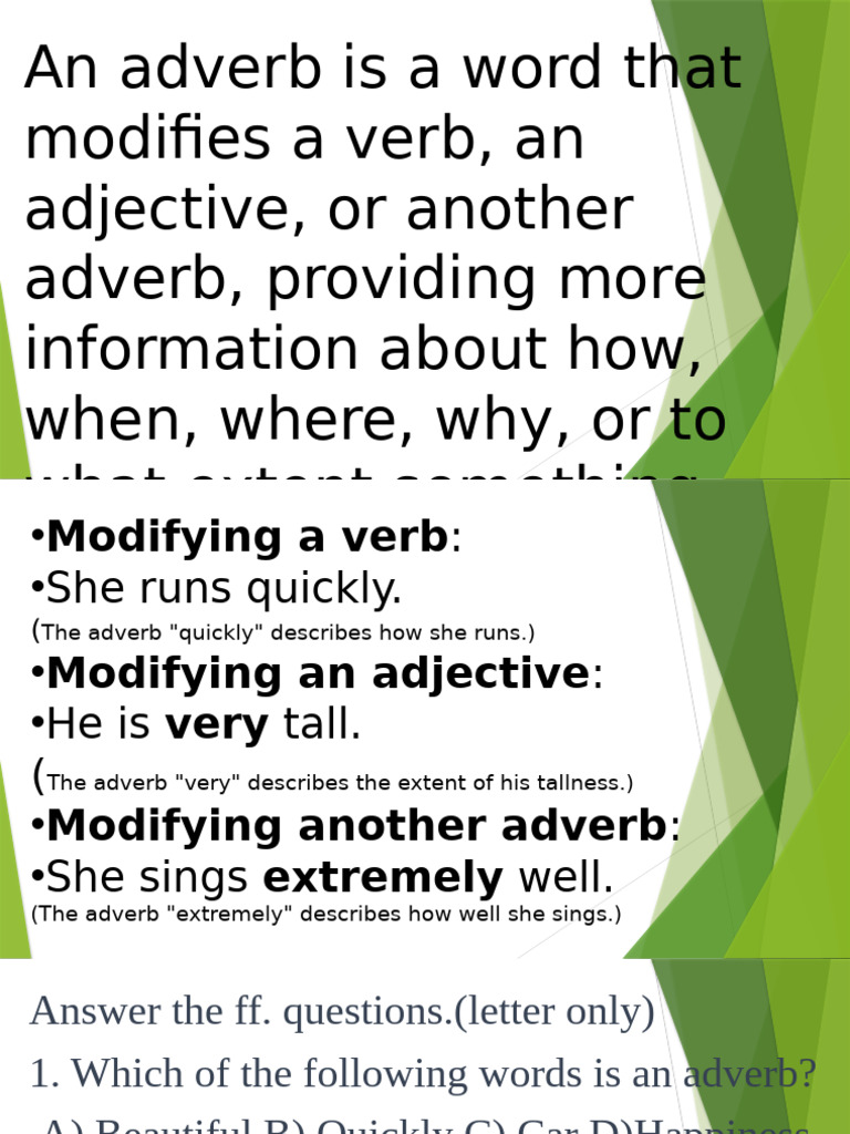 2. Adverbs- Quiz | PDF | Adverb | Semantics
