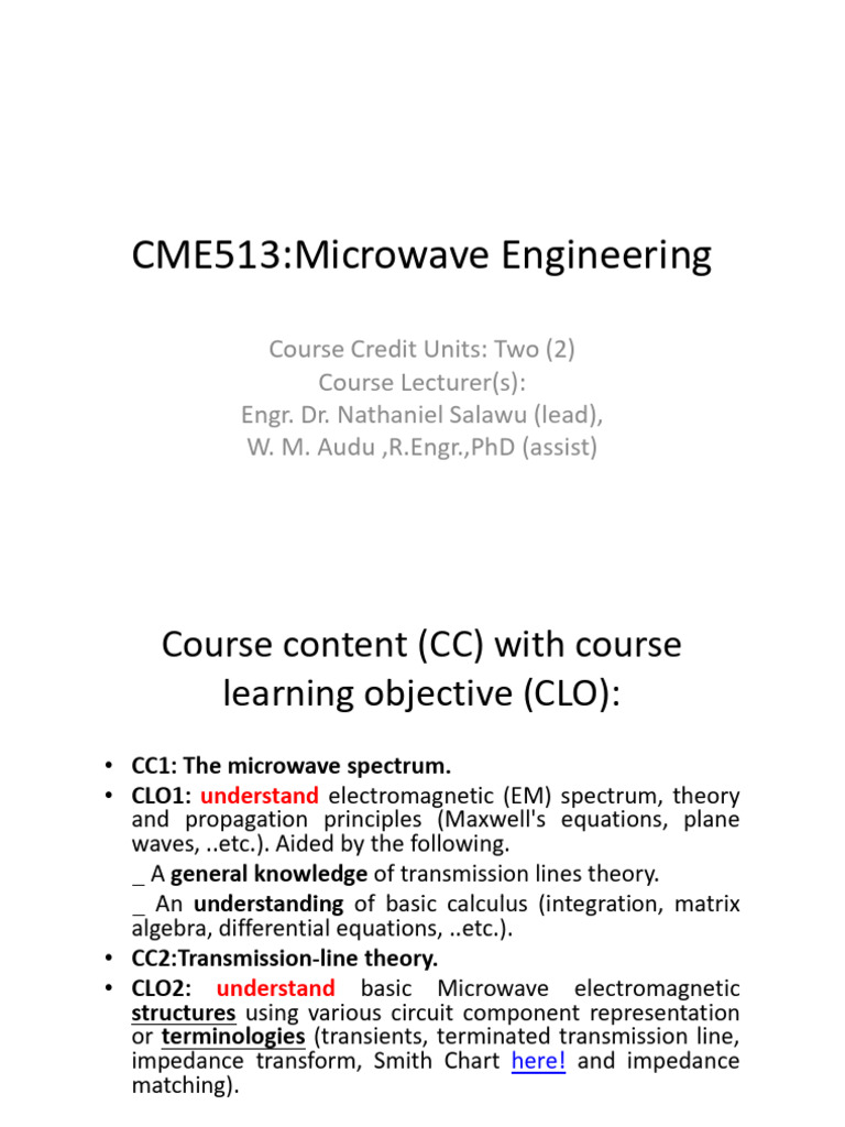 Cme513 Microwave Engineering Note Wip V2 041357 | PDF | Transmission ...
