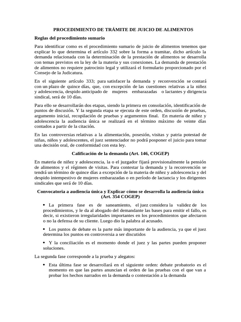 Procedimiento Juicio de Alimentos Simplificado | PDF | Sentencia (ley