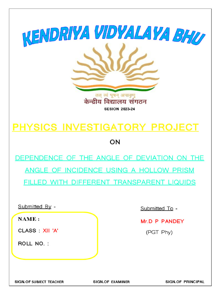 Physics Investigatory Project Hellow Prism | PDF