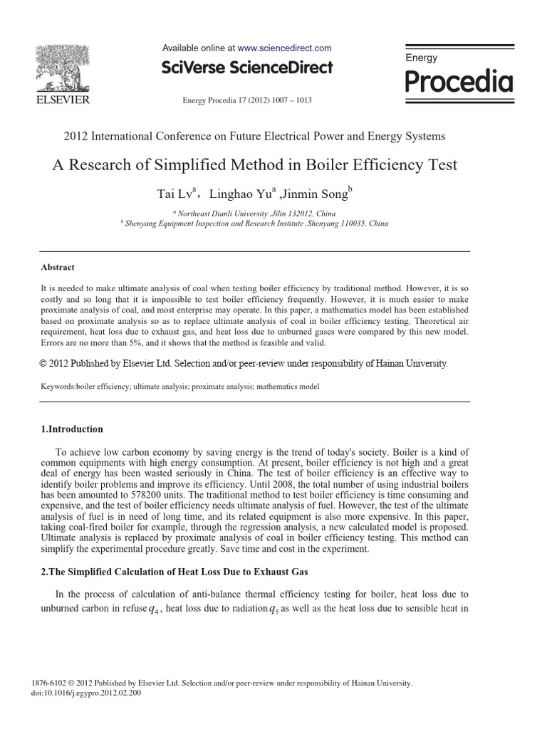 A Research of Simplified Method in Boiler Efficien | PDF | Boiler | Gases