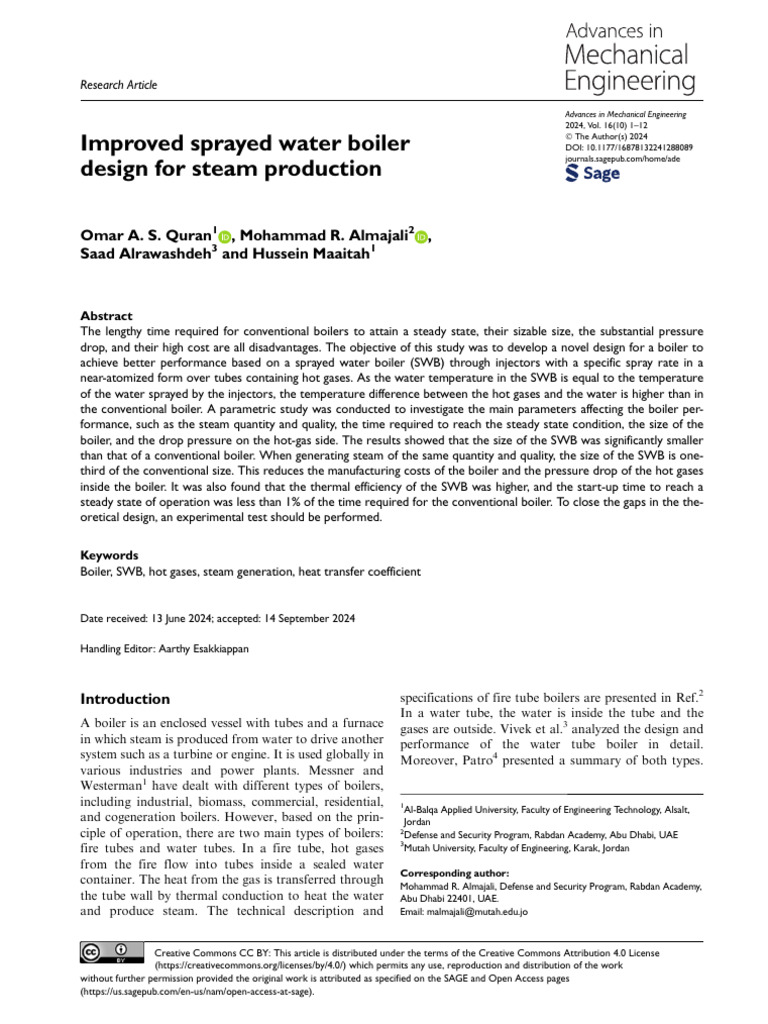 Improved Sprayed Water Boiler Design For Steam Pro | PDF | Boiler ...