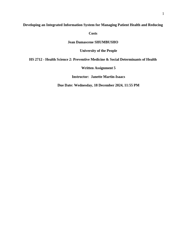 Developing an Integrated Information System | PDF | Health Care ...