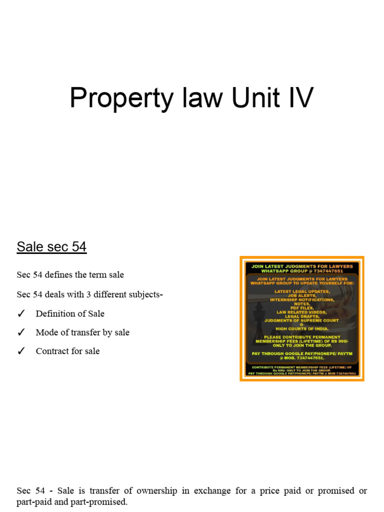 Understanding Sale in Property Law | PDF | Lease | Leasehold Estate