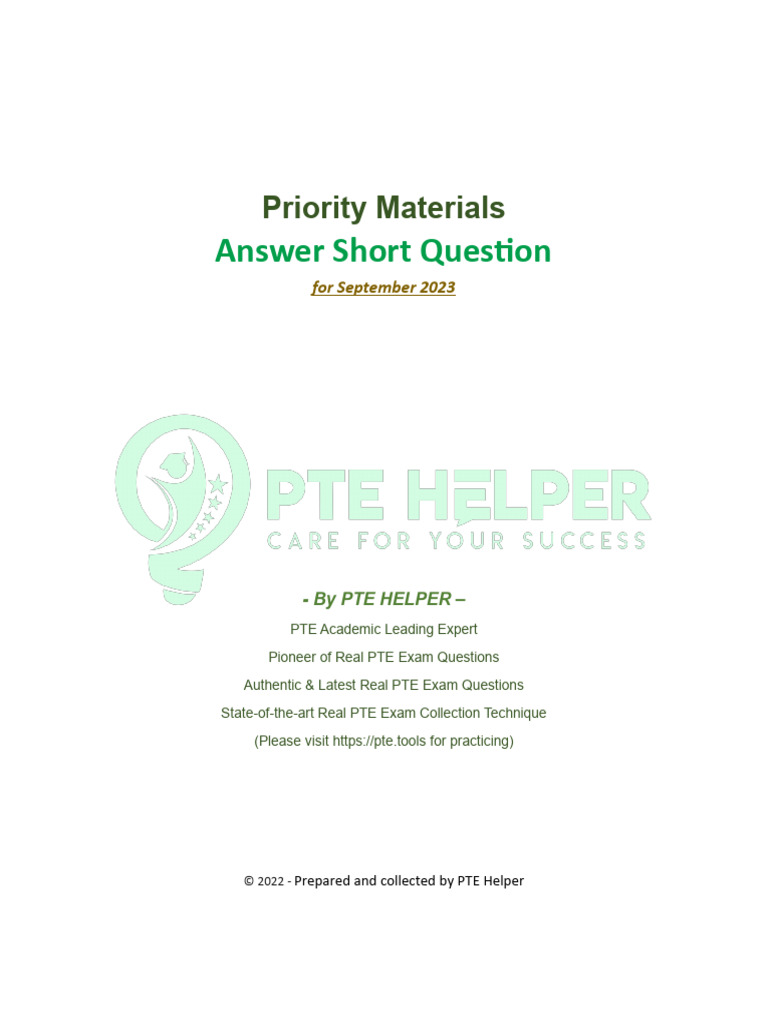 PTE Priority Materials September 2023 | PDF