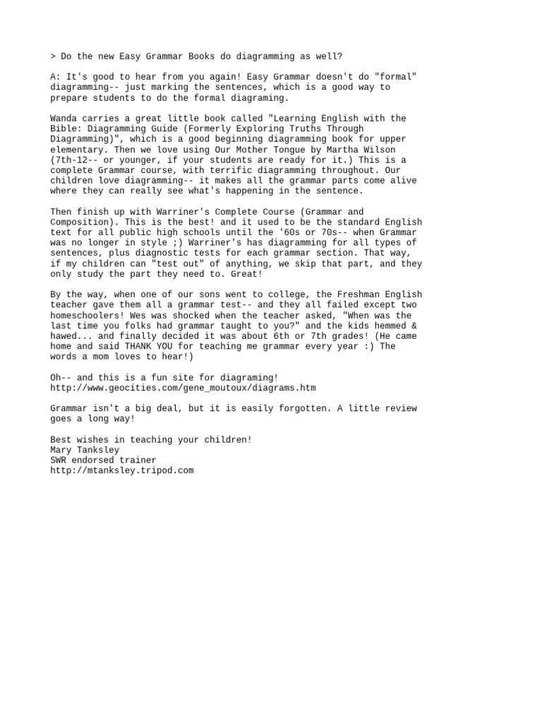Grammar Diagramming Pdf