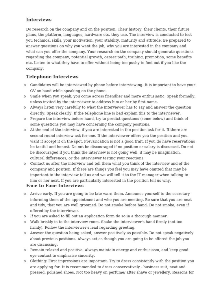 Interview Tips | PDF | Job Interview | Social Psychology