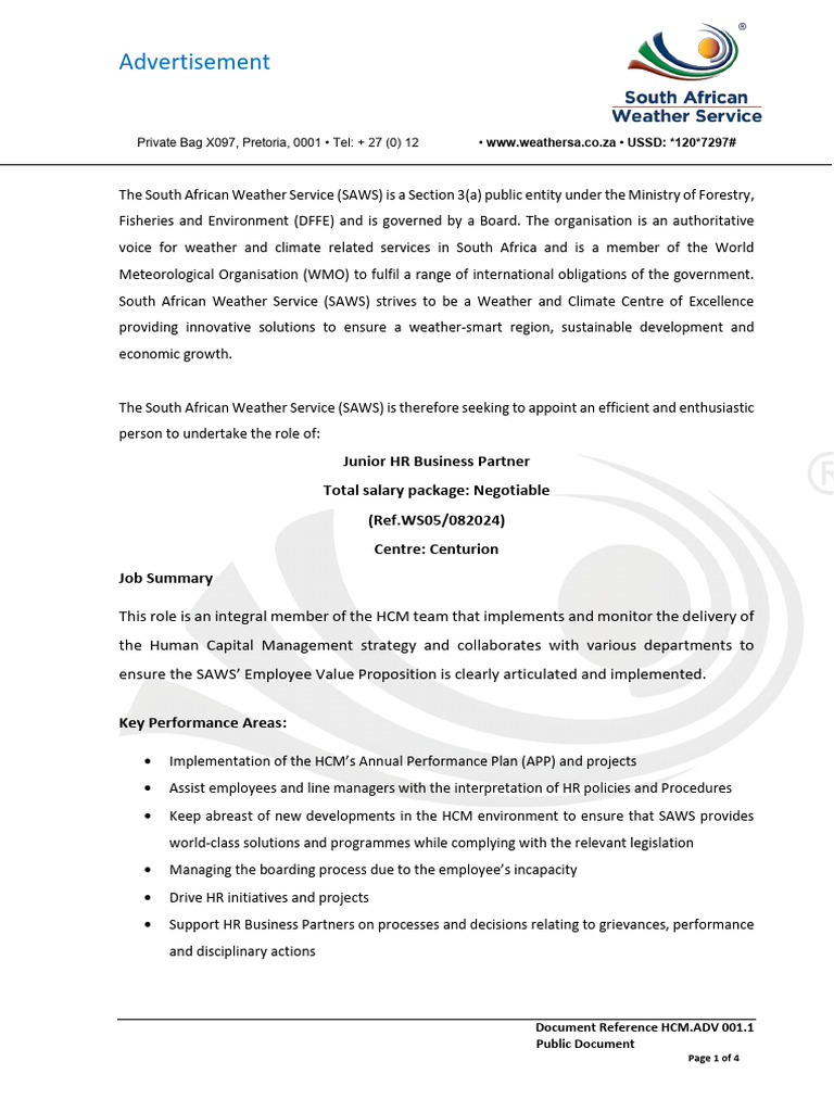 Junior Hr Business Partner Pdf Human Resource Management Business