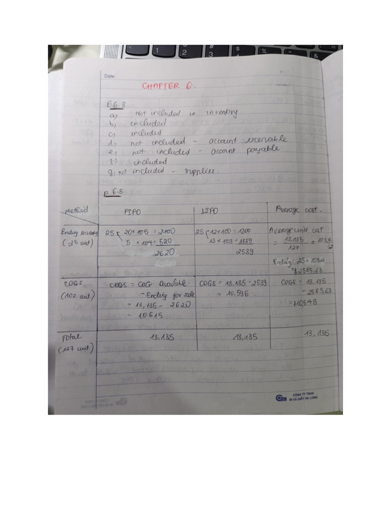 Homework Chapter 6 | PDF