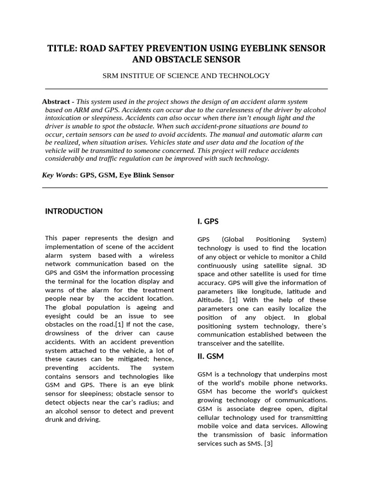 Road Safety System with Sensors | PDF | Global Positioning System | Sensor