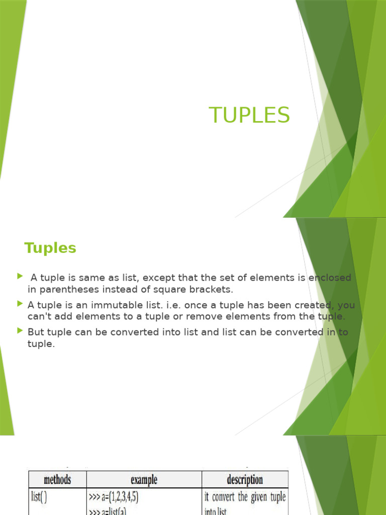 Tuples ppt | PDF | Parameter (Computer Programming) | Software Engineering